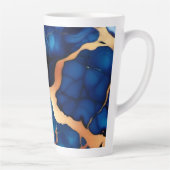 Trendy Blauw geel Goud faux marmer Latte Mok (Rechts)