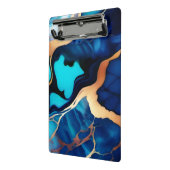 Trendy Blauw geel Goud faux marmer Mini Klembord (Angled2)