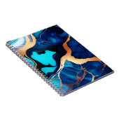 Trendy Blauw geel Goud faux marmer Notitieboek (Rechterzijde)