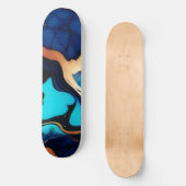 Trendy Blauw geel Goud faux marmer Persoonlijk Skateboard (Voorkant)