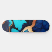 Trendy Blauw geel Goud faux marmer Persoonlijk Skateboard (Horizontaal)