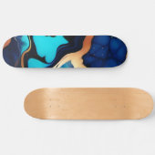 Trendy Blauw geel Goud faux marmer Persoonlijk Skateboard (Horizontaal)
