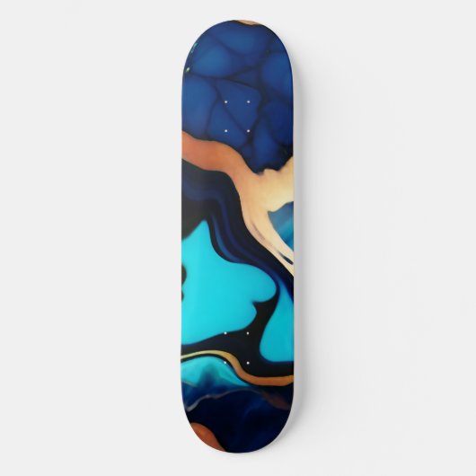 Trendy Blauw geel Goud faux marmer Persoonlijk Skateboard (Voorkant)
