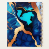 Trendy Blauw geel Goud faux marmer Planner (Achterkant)