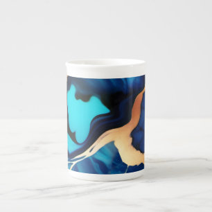 Trendy Blauw geel Goud faux marmer Porselein Kop