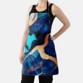 Trendy Blauw geel Goud faux marmer Schort (Insitu)