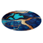 Trendy Blauw geel Goud faux marmer Snijplank (Hoek)