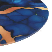 Trendy Blauw geel Goud faux marmer Snijplank (Hoek)