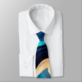 Trendy Blauw geel Goud faux marmer Stropdas (Gebonden)