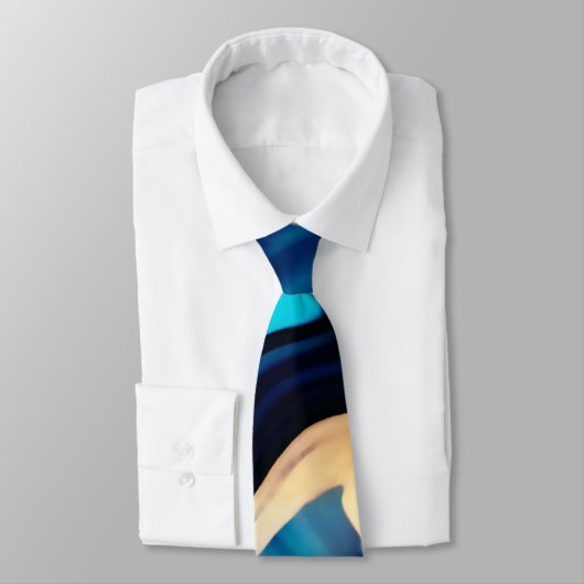 Trendy Blauw geel Goud faux marmer Stropdas (Gebonden)