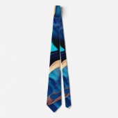 Trendy Blauw geel Goud faux marmer Stropdas (Voorkant)