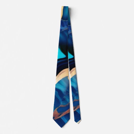 Trendy Blauw geel Goud faux marmer Stropdas (Voorkant)