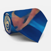 Trendy Blauw geel Goud faux marmer Stropdas (Opgerold)