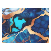 Trendy Blauw geel Goud faux marmer Tafelkleed (Voorkant (Horizontaal))