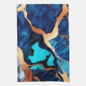 Trendy Blauw geel Goud faux marmer Theedoek (Verticaal)