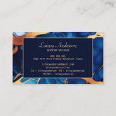 Trendy Blauw geel Goud faux marmer Visitekaartje (Achterkant)