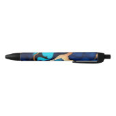 Trendy Blauw geel Goud faux marmer Zwarte Inkt Pen (Bodem)