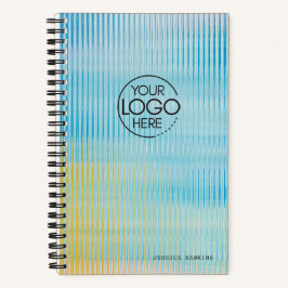 Trendy Blauw Geel Prismatisch Glas Modern Logo Notitieboek