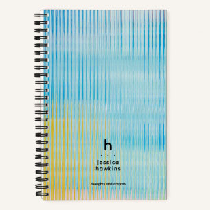 Trendy Blauw Geel Prismatisch Glas Modern Monogram Notitieboek