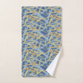 Trendy Blauw Goud Glitter Abstract Brush Strokes Bad Handdoek (Handdoek)