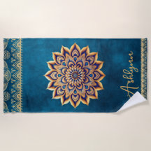 Trendy Blauw Goud Mandala Elegant Yoga 