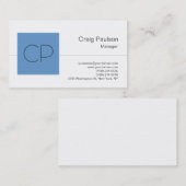 Trendy blauw grijs witte monogram visitekaartje (Voorkant / Achterkant)