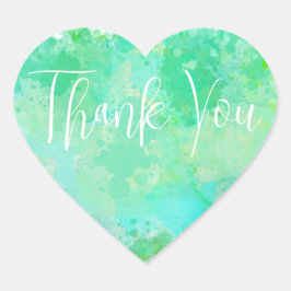 Trendy Blauw Groen en Geel Waterverf Dank u Ronde Sticker