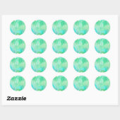 Trendy Blauw Groen en Geel Waterverf Dank u Ronde Sticker (Vel)