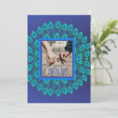 TRENDY BLAUW GROEN PAUW VOGEL VEER GEPATROON KAART (Staand voorkant)