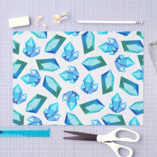 Trendy Blauw & Groene Geode Edelstenen Tissuepapier (Craft)