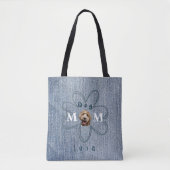 Trendy Blauw Jean Hond Foto Mam Tote Bag (Voorkant)