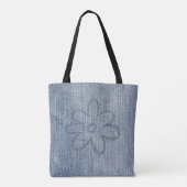 Trendy Blauw Jean Hond Foto Mam Tote Bag (Achterkant)
