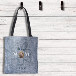 Trendy Blauw Jean Hond Foto Mam Tote Bag