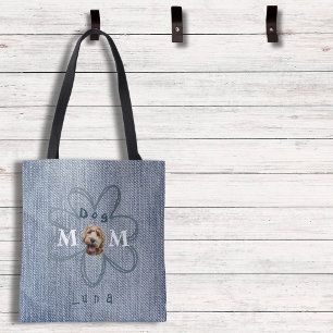 Trendy Blauw Jean Hond Foto Mam Tote Bag