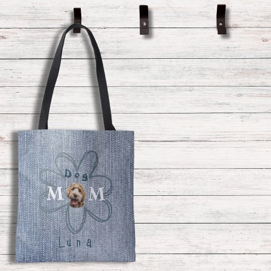 Trendy Blauw Jean Hond Foto Mam Tote Bag