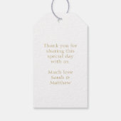 Trendy blauw lint bruiloft dank u cadeaulabel (Achterkant)