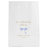 Trendy blauw lint bruiloft dank u medium cadeauzakje (Achterkant)