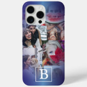 Trendy blauw Monogram 6 Fotocollage Case-Mate iPhone Case (Achterkant)