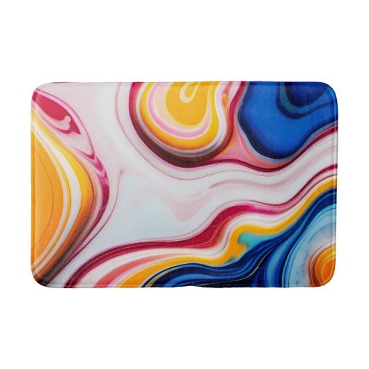 Trendy Blauw Roze geel wit faux marmer Badmat (Voorkant)