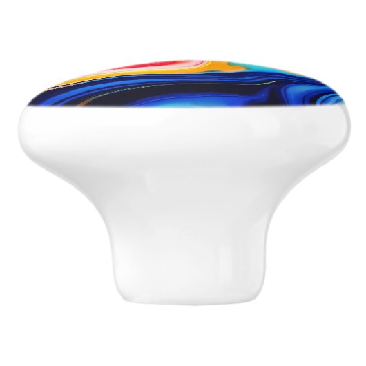 Trendy Blauw Roze geel wit faux marmer Keramische Knop (Zijkant)