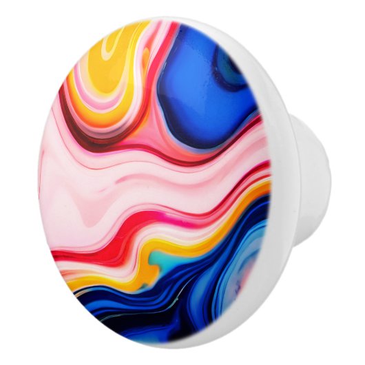 Trendy Blauw Roze geel wit faux marmer Keramische Knop (Rechts)