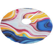 Trendy Blauw Roze geel wit faux marmer Kerstboom Rok (Gekanteld)