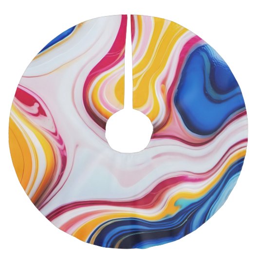 Trendy Blauw Roze geel wit faux marmer Kerstboom Rok (Voorkant)