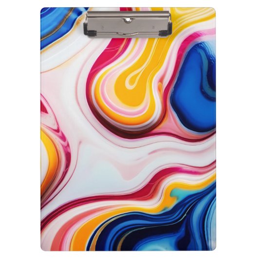 Trendy Blauw Roze geel wit faux marmer Klembord (Voorkant)