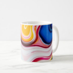 Trendy Blauw Roze geel wit faux marmer Koffiemok