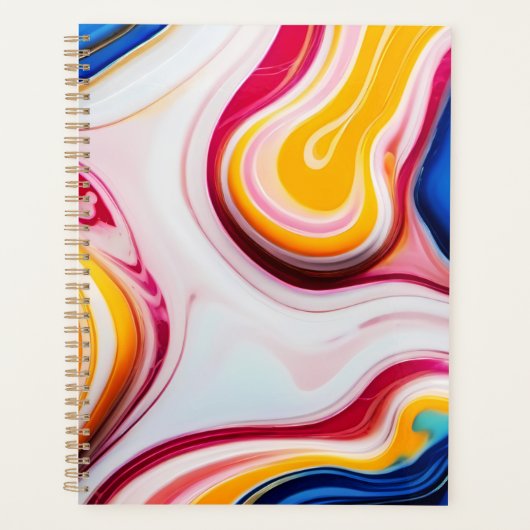Trendy Blauw Roze geel wit faux marmer Planner (Voorkant)