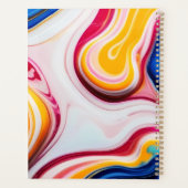 Trendy Blauw Roze geel wit faux marmer Planner (Achterkant)