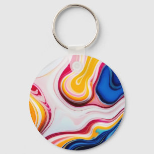 Trendy Blauw Roze geel wit faux marmer Sleutelhanger