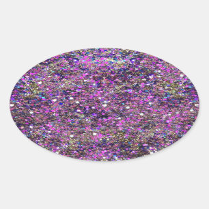Trendy Blauw Roze Gouden Glitter Blank Sjabloon Ovale Sticker