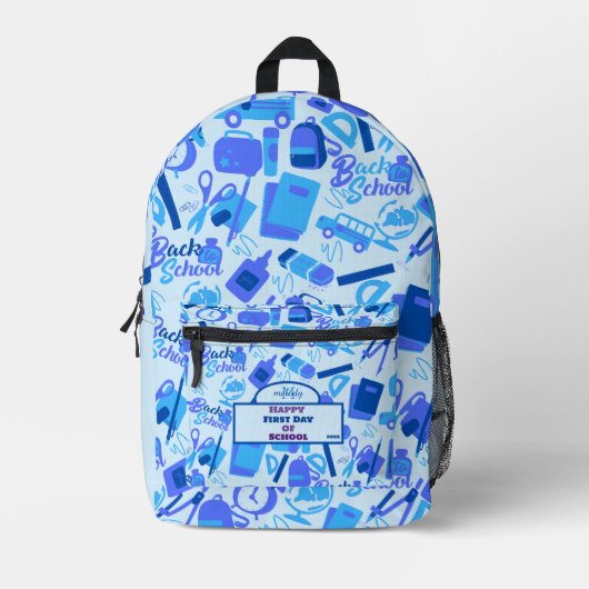 trendy blauw Terug naar School Pattern Bedrukte Rugzak (Voorkant)